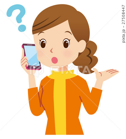 電話をかける女性 主婦 疑問のイラスト素材