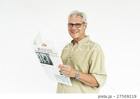 Man Reading Newspaper Information Portrait Concept Man Reading Newspaper Information Portrait Concept 27509219