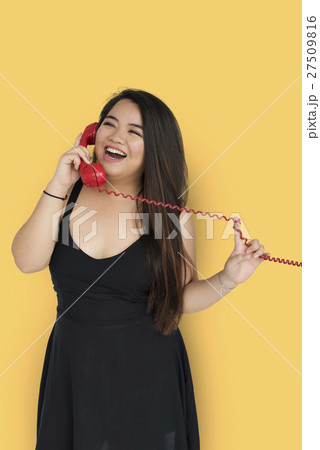 Asian Woman Casual Telecommunication Talking Concept Asian Woman Casual Telecommunication Talking Concept 27509816