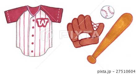 野球道具の手描き素材のイラスト素材 27510604 Pixta