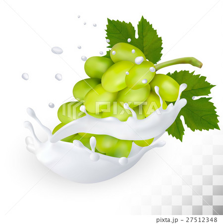 Green grape in a milk splash 27512348