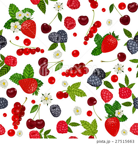 Seamless Pattern With Summer Berries Vectorのイラスト素材