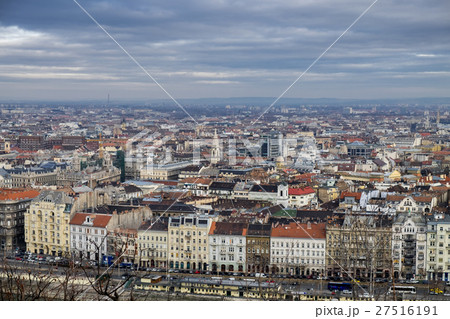 Aerial view on Budapest roofs at cold day. Hungary 27516191