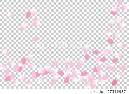 花筏 桜花びら流水背景 透かしのイラスト素材 27516987 Pixta