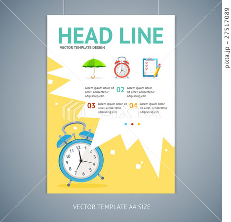 Vector wakeup clock brochure flyer design 27517089