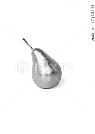 Silver painted pear on white Silver painted pear on white 27518248