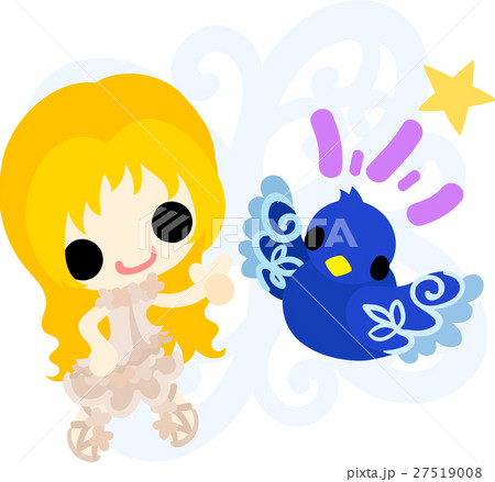 可愛い女の子と不思議な小鳥のイラスト 可愛い女の子と不思議な小鳥のイラスト 27519008