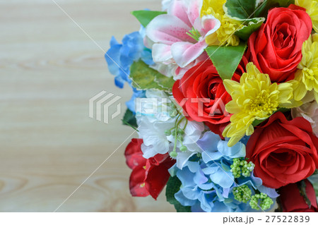 Colorful decoration artificial flower on wood Colorful decoration artificial flower on wood 27522839
