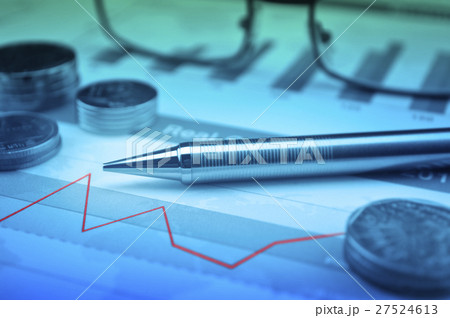 Pen, gasses and coin on financial chart and graph Pen, gasses and coin on financial chart and graph 27524613