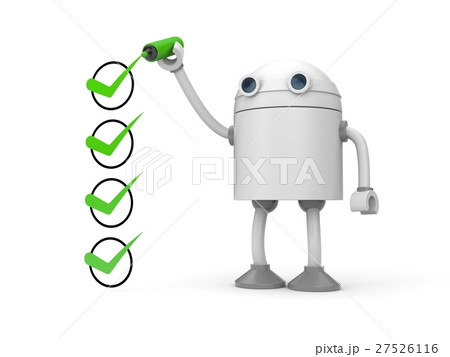 Robot and green checkmarks. Checklist metaphor Robot and green checkmarks. Checklist metaphor 27526116