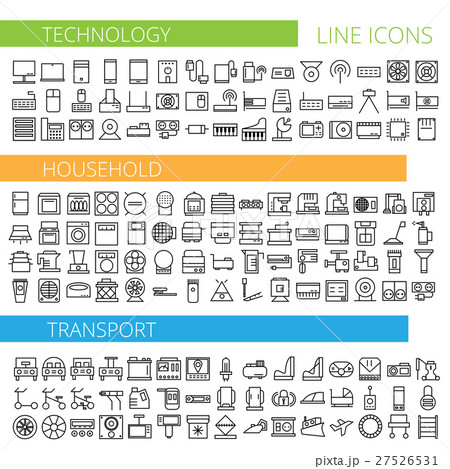 Vector illustration of thin line icons for 27526531