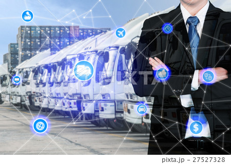 Businessman with global business logistics system Businessman with global business logistics system 27527328