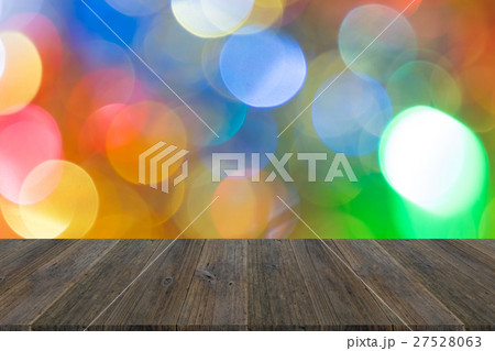Abstract bokeh of light with wood terrace Abstract bokeh of light with wood terrace 27528063