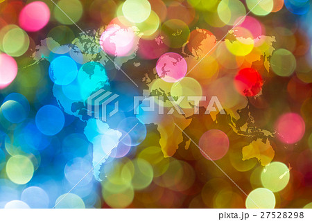 Abstract bokeh of light with world map Abstract bokeh of light with world map 27528298