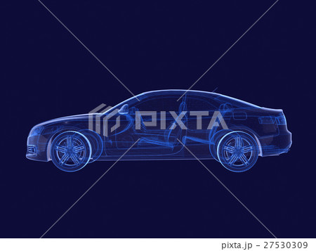 blue x-ray car on a dark background.3D rendering blue x-ray car on a dark background.3D rendering 27530309