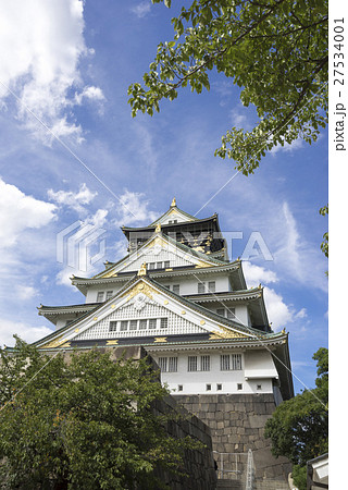 豊臣秀吉が築いた大坂城の上に盛り土し徳川家康が修築を施した大阪の象徴観光名所スポット大阪城天守閣本丸 27534001