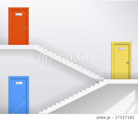 Stairs and colored doors 27537182