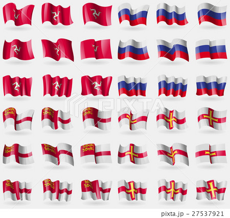 Isle of man, Russia, Sark, Guernsey. Set of 36 fla 27537921