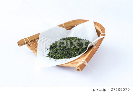 緑茶　日本茶　健康飲料　効能　箕ザル　茶葉 27539079
