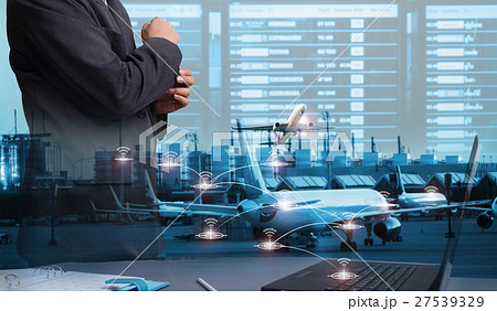 Businessman working at Airport 27539329