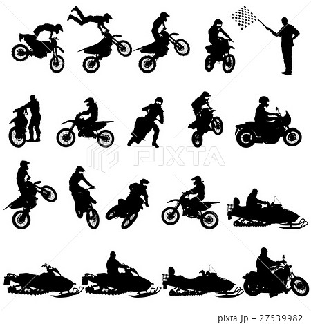 Set of biker motocross silhouettes, Vector Set of biker motocross silhouettes, Vector 27539982