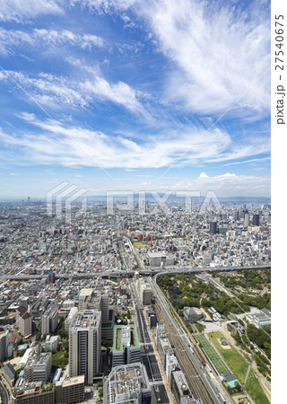 日本一高いビル60階天上回廊あべのハルカス300展望台からの眺め大阪観光名所スポット大阪平野一望西側 日本一高いビル60階天上回廊あべのハルカス300展望台からの眺め大阪観光名所スポット大阪平野一望西側 27540675