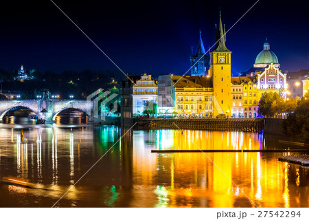 Night view of the Vltava river and Charles Bridge Night view of the Vltava river and Charles Bridge 27542294