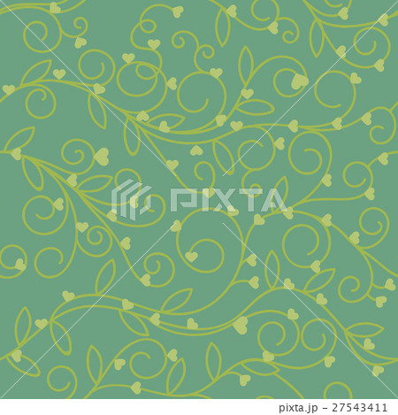 Seamless floral heart fabric green olive tone 27543411