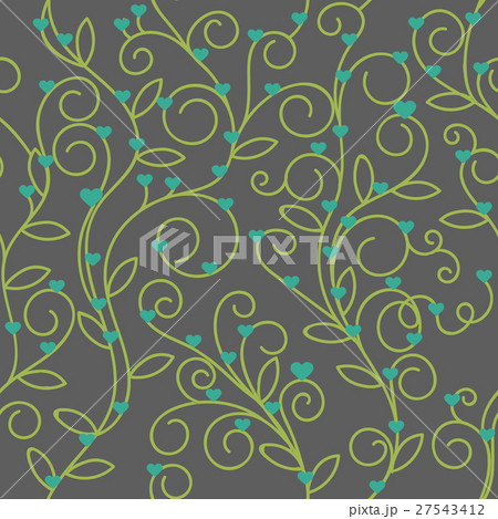 Seamless floral heart fabric green tone 27543412