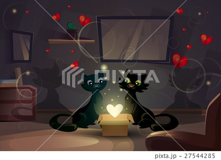 Valentine Day Gift Card Holiday Cat Couple Heart Valentine Day Gift Card Holiday Cat Couple Heart 27544285