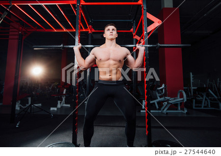 portrait of a handsome athlete at gym. man does portrait of a handsome athlete at gym. man does 27544640