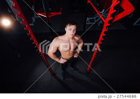 professional bodybuilder sitting on the bench professional bodybuilder sitting on the bench 27544686
