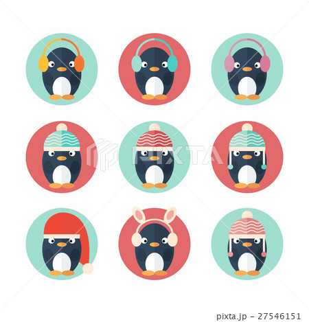 Penguins icons set in flat designのイラスト素材 [27546151] - PIXTA