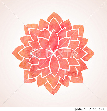 Watercolor red flower pattern. Mandala 27546424