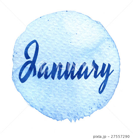 Blue watercolor circle with word January isolated 27557290