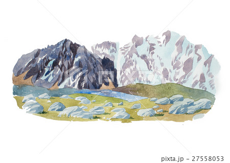 Natural landscape mountains and stones watercolor Natural landscape mountains and stones watercolor 27558053