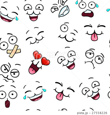 Seamless Pattern With Smiley Faceのイラスト素材