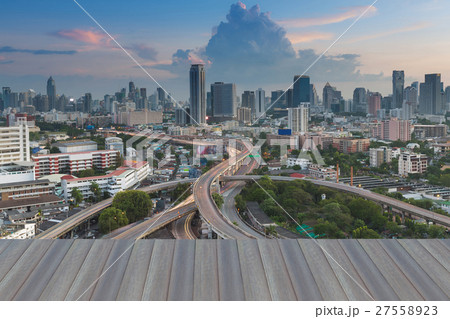 Bangkok city background over highway intersection Bangkok city background over highway intersection 27558923