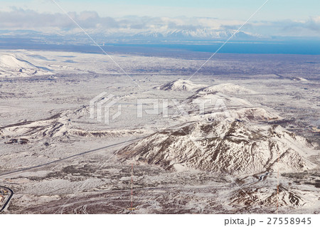 Top view, Iceland land snow covered  27558945