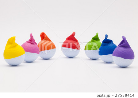 White golf balls with funny caps White golf balls with funny caps 27559414