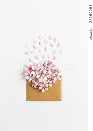 opened craft paper envelope full of spring blossom opened craft paper envelope full of spring blossom 27560163
