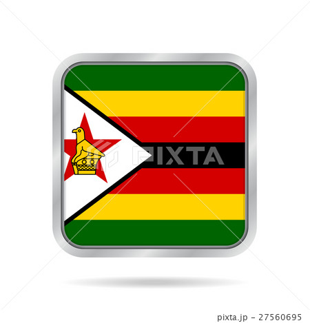 flag of Zimbabwe,shiny metallic gray square button