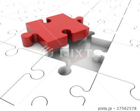 Puzzle pieces in red and white colors Puzzle pieces in red and white colors 27562578