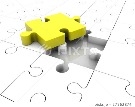Puzzle pieces concept in white and yellow colors  27562874