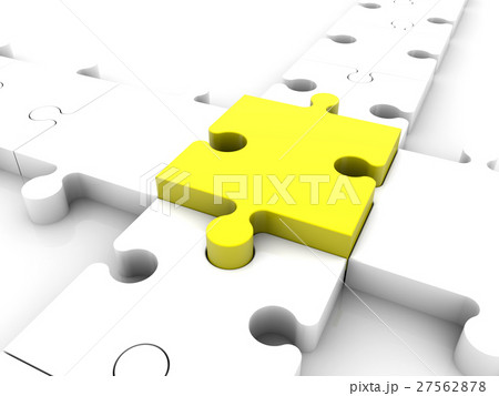 Puzzle pieces in white and yellow colors 27562878