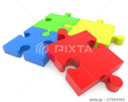 Four puzzle pieces in various colors  27564365