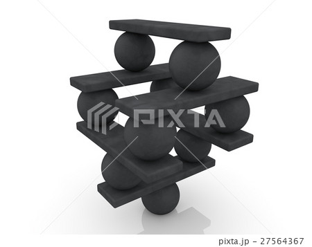 Balls and seesaw assembled in pyramid  27564367