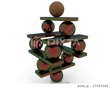 Pyramid of balls and seesaw on white 27564368