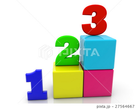 Toy cubes with numbers 1,2,3 on white Toy cubes with numbers 1,2,3 on white 27564667