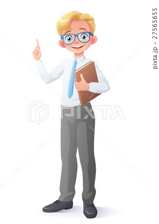 Vector clever young school boy with eyeglasses 27565655